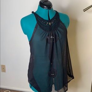 Free People sheer tank with jewels